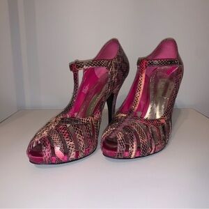 BCBGirls pink and purple snakeskin heels.  Size 8.​